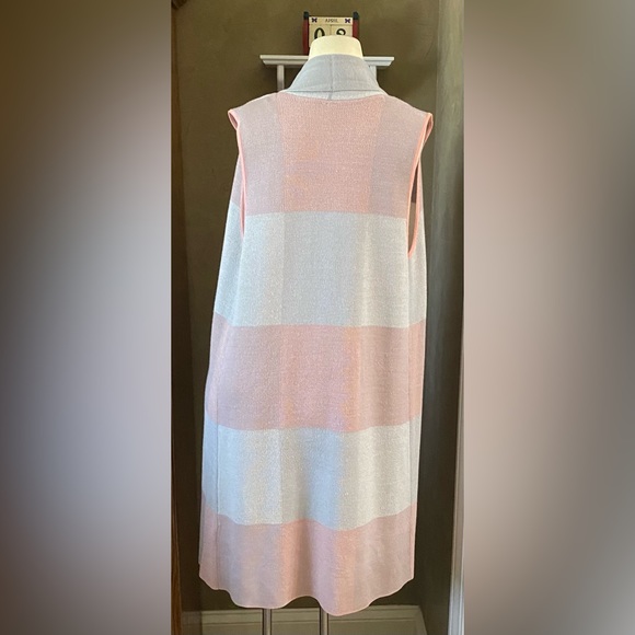 Leo & Nicole plaid open front Sweater Vest Long cardigan women’s size Small - Picture 5 of 13